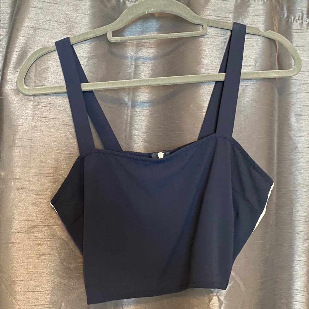Navy and White Crop
